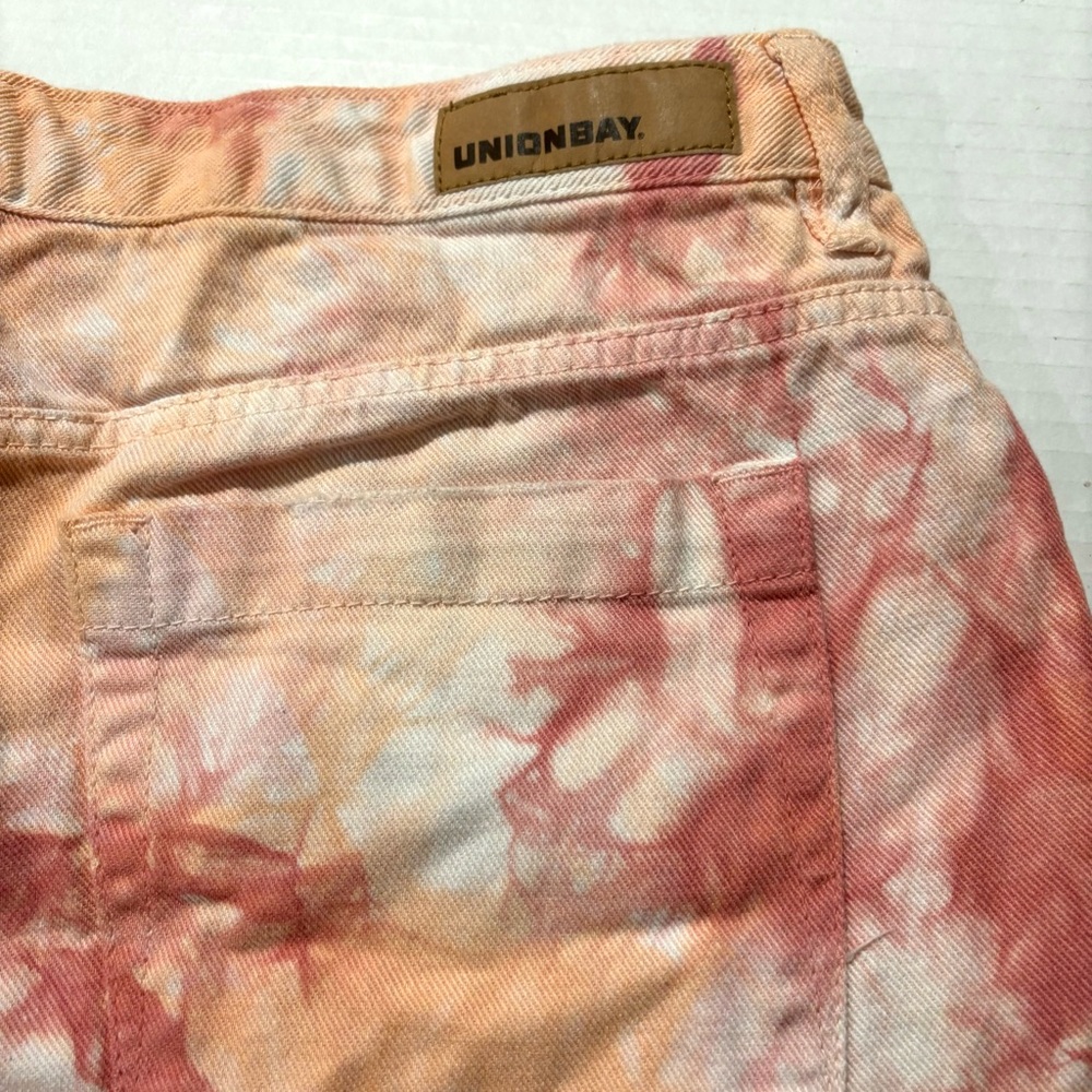 UNIONBAY Callie High Rise Tie‎ Dye Pink Orange Shorts Junior Size 11 - Picture 12 of 15